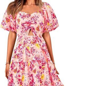Puff-Sleeve Floral Maxi Dress